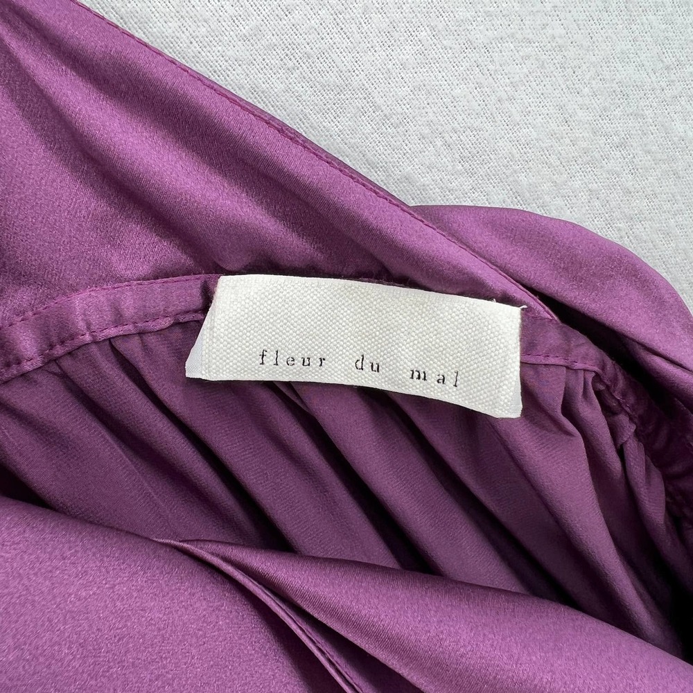 FLEUR DU MAL Dress Womens Small Purple Silk Halter Maxi High Slit Surplice - Picture 9 of 16